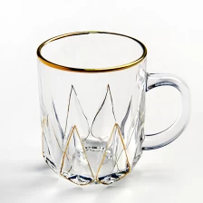 porcelana Fabricante de vidrio tazas altas tazas de café de la taza de café de vidrio con borde oro producto nuevo fabricante
