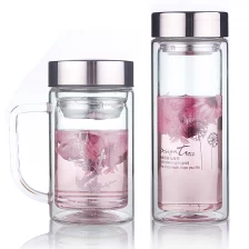 porcelana doble vidrio tazas de té con proveedor OEM logo fabricante