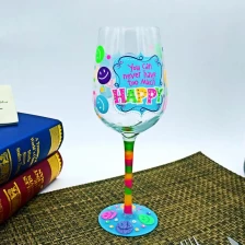 China Painted stemware|cup of glass and hand painted wine glasses wholesale manufacturer