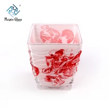 China Pattern Square Glass 10OZ Candle Holder Supplier manufacturer
