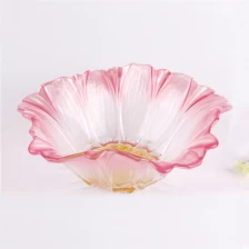 中国 ピンクひまわり形ガラス フルーツ プレート卸売 メーカー