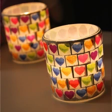 Cina disegno del cuore mosaico romantici portacandele, candele cuore all'ingrosso titolare produttore