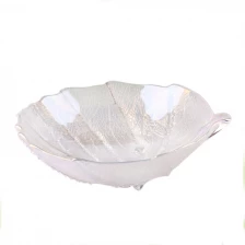 China Silver leafy shape glass dried fruit bowl for sale manufacturer