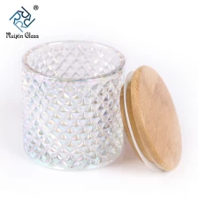 China Stock Cheap 12oz Mercury Glass Candle Jars With Wood Lid manufacturer