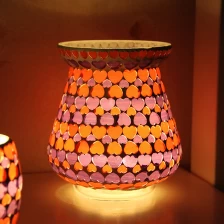 Cina candelabri alti produttore portacandele in vetro colorato, rosso e blu a forma di cuore vaso di vetro produttore
