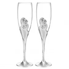 porcelana Tostado de Flautas de Boda Copas de champán de vidrio de plata copas de champán de boda al por mayor fabricante