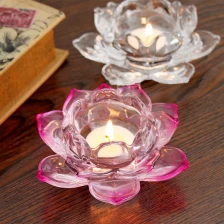 Chine fournisseur titulaire cristal lotus bougie transparent verre clair détenteurs photophore bougie usine fabricant