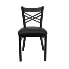 China Double Cross Back Metal Restaurant Dining Chair with Choice of Seat From PVC and wood Seating Manufacturer manufacturer