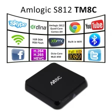 中国 完整的高清媒体播放器最便宜 4 K 1 GB RAM WiFi 2.4 g h z H265 完全解码 XBMC 13.2 iptv 中间件电视盒 TM8C 制造商