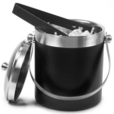 China Black Stainless Steel Enamel Ice Bucket with Tongs manufacturer