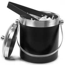 China Black Stainless Steel Ice Bucket with Tongs manufacturer