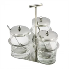 porcelana Diseño elegante de acero inoxidable salsa botella de salsa de botella de vidrio Set 3 piezas fabricante