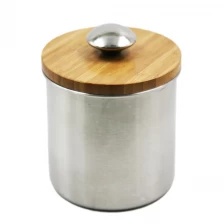 porcelana De gama alta de acero inoxidable de almacenamiento Pot / Can / tarro con tapa de madera EB-MF022 fabricante