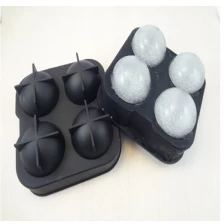 porcelana Bandeja de hielo del silicón del hielo de la bola fabricante de moldes de la bola de hielo Ronda Esferas Negro Flexible fabricante