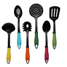 China Kitchen Utensils Cooking Set  Includes 7 Pieces Non-stick Cookware Gadgets - Soup Ladle Skimmer Slotted Spoon Slotted Turner Spoon Pasta Fork & Stand manufacturer