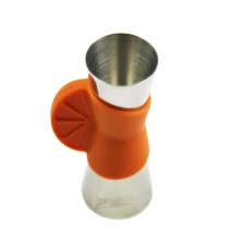 China New design Orange hand grip Durable  Bar Measuring Cup Stainless Steel jigger Bartools EB-T21 manufacturer