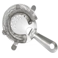 China Polished Stainless Steel Quatro Prong Hawthorn Filtro Cocktail Strainer fabricante