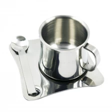 China Stainless Steel 150ml Espresso Cup Saucer Spoon Set EB-C61 manufacturer