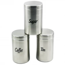 porcelana Conjunto de acero inoxidable frasco Café Té Azúcar Contenedor EB-MF020 fabricante