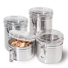 China Stainless Steel Canister Set with Airtight Acrylic Lid manufacturer