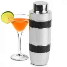 China Stainless Steel Cocktail Shaker with Black Bands manufacturer
