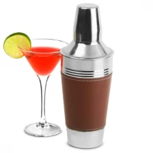China Stainless Steel Cocktail Shaker with Brown Leather 900ML manufacturer