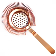 China Stainless Steel Copper Plated Bar Strainer, OEM cocktail shaker supplier manufacturer