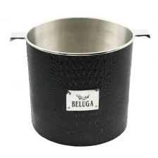 China Stainless Steel Ice Bucket with Pu leather coating EB-BC60 manufacturer