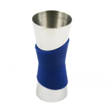China Stainless Steel Jigger with blue silicone Bar Measuring cup Bar tools  EB-BT48 manufacturer