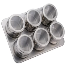 China Stainless Steel Magnetic Containers Multipurpose Spice Rack Perfect Kitchen Storage 6 Piece Set manufacturer