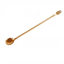 中国 Stainless Steel Twist Copper plated Bar Spoon with fork 制造商