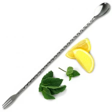 China Stainless Steel Twisted mixing spoon with fork end manufacturer