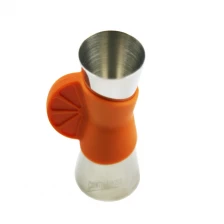 China Stainless Steel jigger with Orange Silicon hand grip Durable Bar Measuring Cup Bar tools EB-T21 manufacturer
