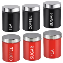 China Stainless steel canister set with lid and colorful powder coating manufacturer