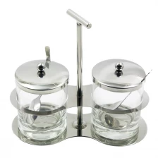 China Stainless steel glass Condiment Caddy 2pcs Set EB-CC003 manufacturer