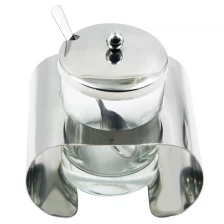 China Stainless steel  glass Condiment Caddy  with spoon EB-CC002 manufacturer
