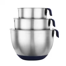 China stainless steel kitchen bowls with handle and scale lines manufacturer