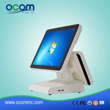 China POS8619---China newest design 15" all in one pos system dual screen manufacturer