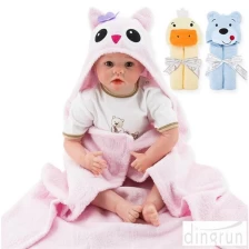China Custom Printing Cartoon Kids Animal Shape Baby Hooded Towel manufacturer
