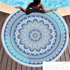 porcelana Large Round Beach Blanket with Tassels Yoga Mat Towel fabricante