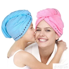 中国 超细纤维毛巾包裹头发头巾包裹与按钮 制造商