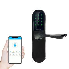 Çin Elektronik Motel Kapı Kilidi Bluetooth APP WiFi Erişim Otel Güvenli Akıllı Kilit Ile NFC Kart RFID Kart Yükseltme üretici firma