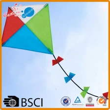 China color customized good flying promotional advertising diamond kite with applique manufacturer
