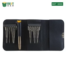 중국 BST-663C 다기능 전화 수리 도구 Precision Pocket Screwdriver Bit Set with 가죽 케이스 제조업체