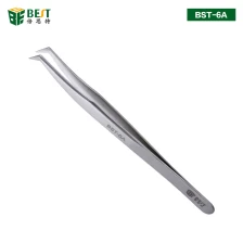 China BST-6A  Stainless Steel Fine Point Curved Angled Tweezers manufacturer
