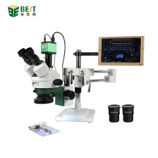 Chine BST-X7 Double bras support universel Microscope stéréo trinoculaire réparation de téléphone portable 7-45x Zoom continu support de bras Long fabricant