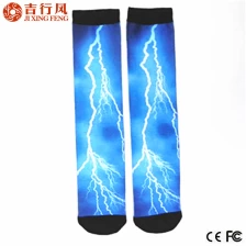 China China professionele sokken maker, hete verkoop populaire bliksem patroon afgedrukt sokken fabrikant