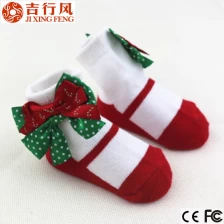 Κίνα Επαγγελματικό μωρό κάλτσες κατασκευαστής στην Κίνα, χονδρικής Χριστούγεννα χαριτωμένο τόξο κάλτσες μωρό κατασκευαστής