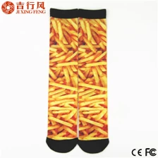 China bulk groothandel aangepaste voedsel foto afdrukken in 3d sublimatie sokken fabrikant