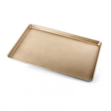 China Golden Teflon Coated Aluminum Baking Sheet Pan for Bread & Cookies manufacturer